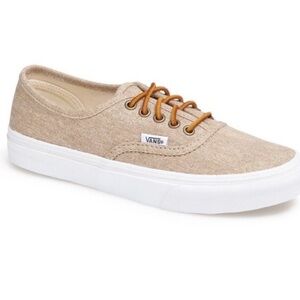 Vans Beige Canvas Shoes with White Soles
